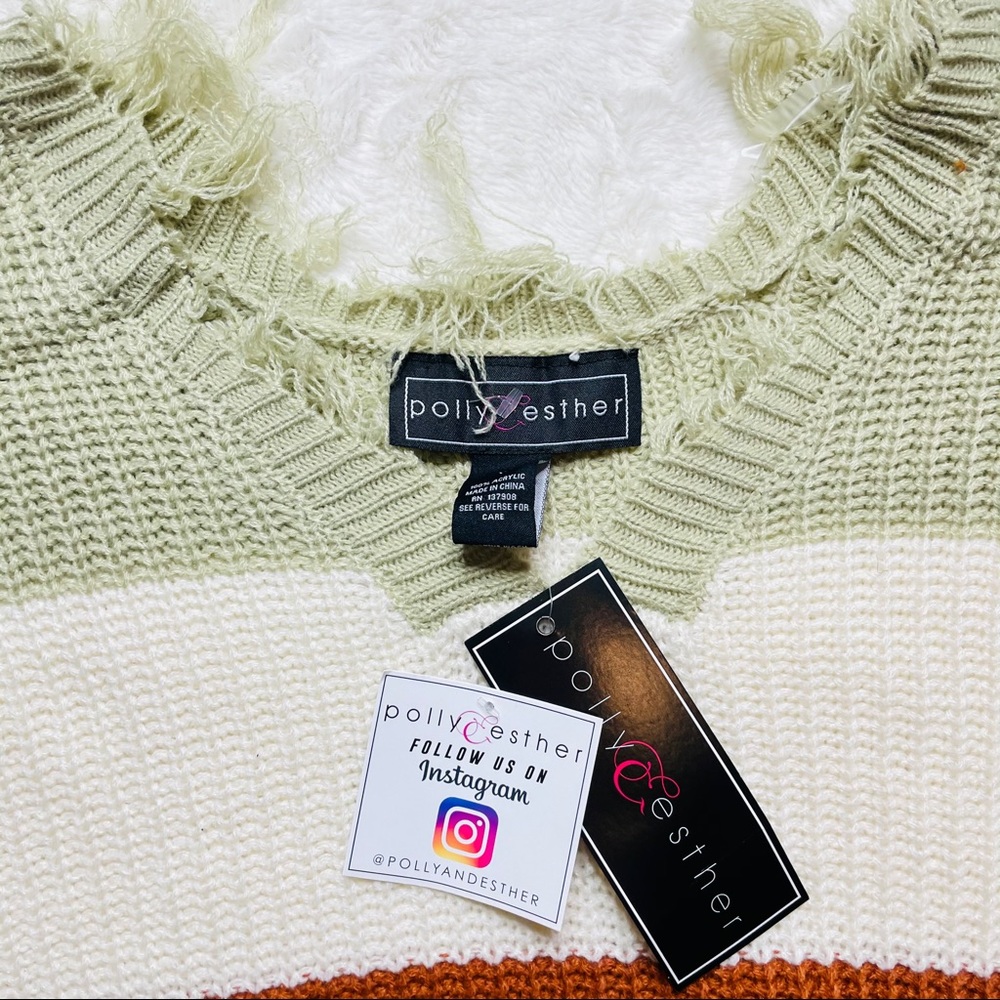 nwt Multi color Distressed Sweater - Picture 3 of 7